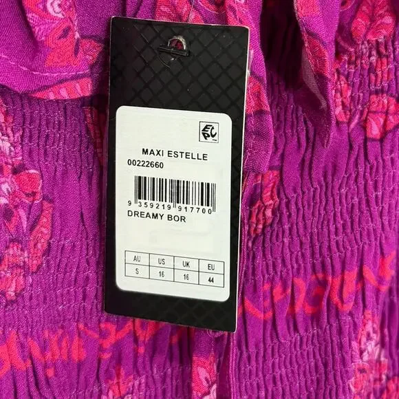 NWT City Chic Estelle Maxi Dress Magenta Smocked Ruffle size 16 - Picture 5 of 8